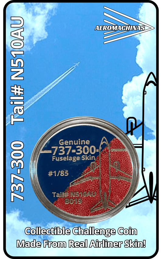 737-300 Tail # N510AU Fuselage Skin Challenge Coin - B019