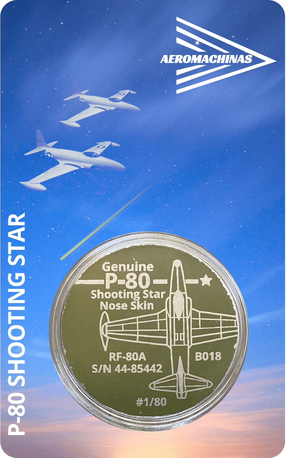 P-80 Shooting Star S/N 44-85442 Nose Skin Challenge Coin - B018